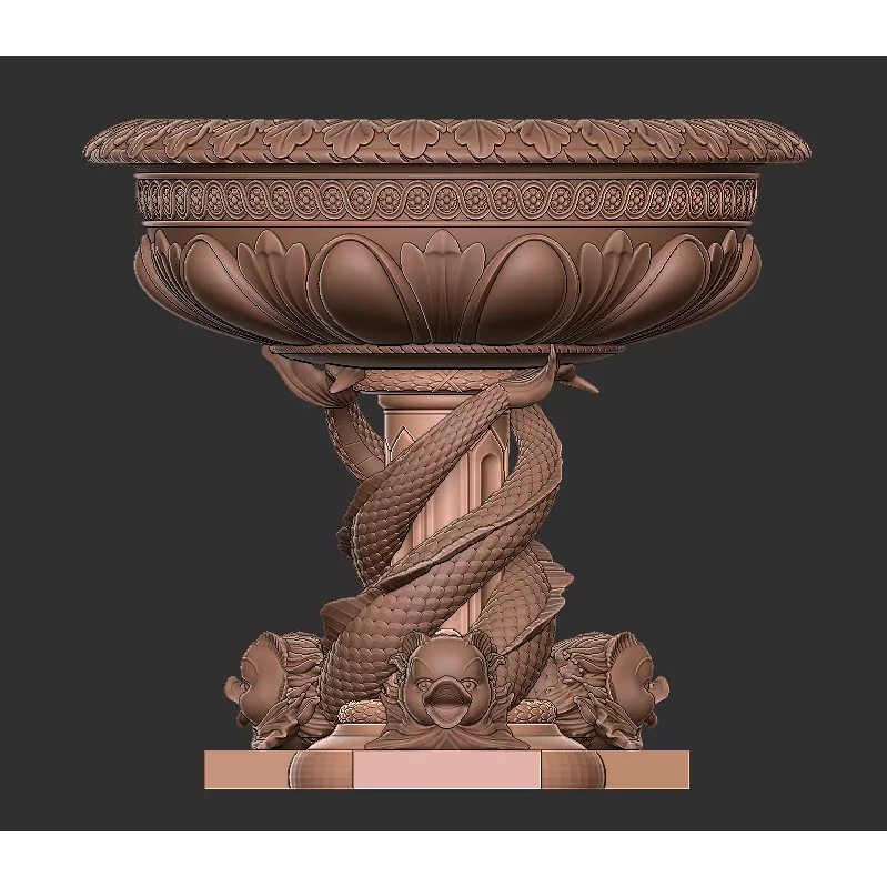 Roberto Giovannini Vase 3D Model – Baroque Style Decorative Planter, FBX - View 12