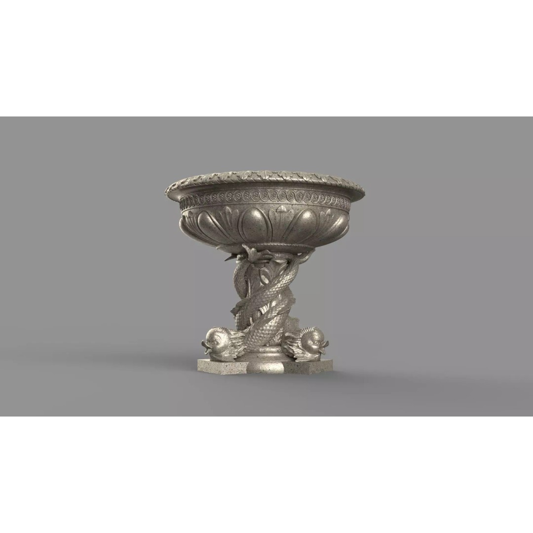 Roberto Giovannini Vase 3D Model – Baroque Style Decorative Planter, FBX - View 3