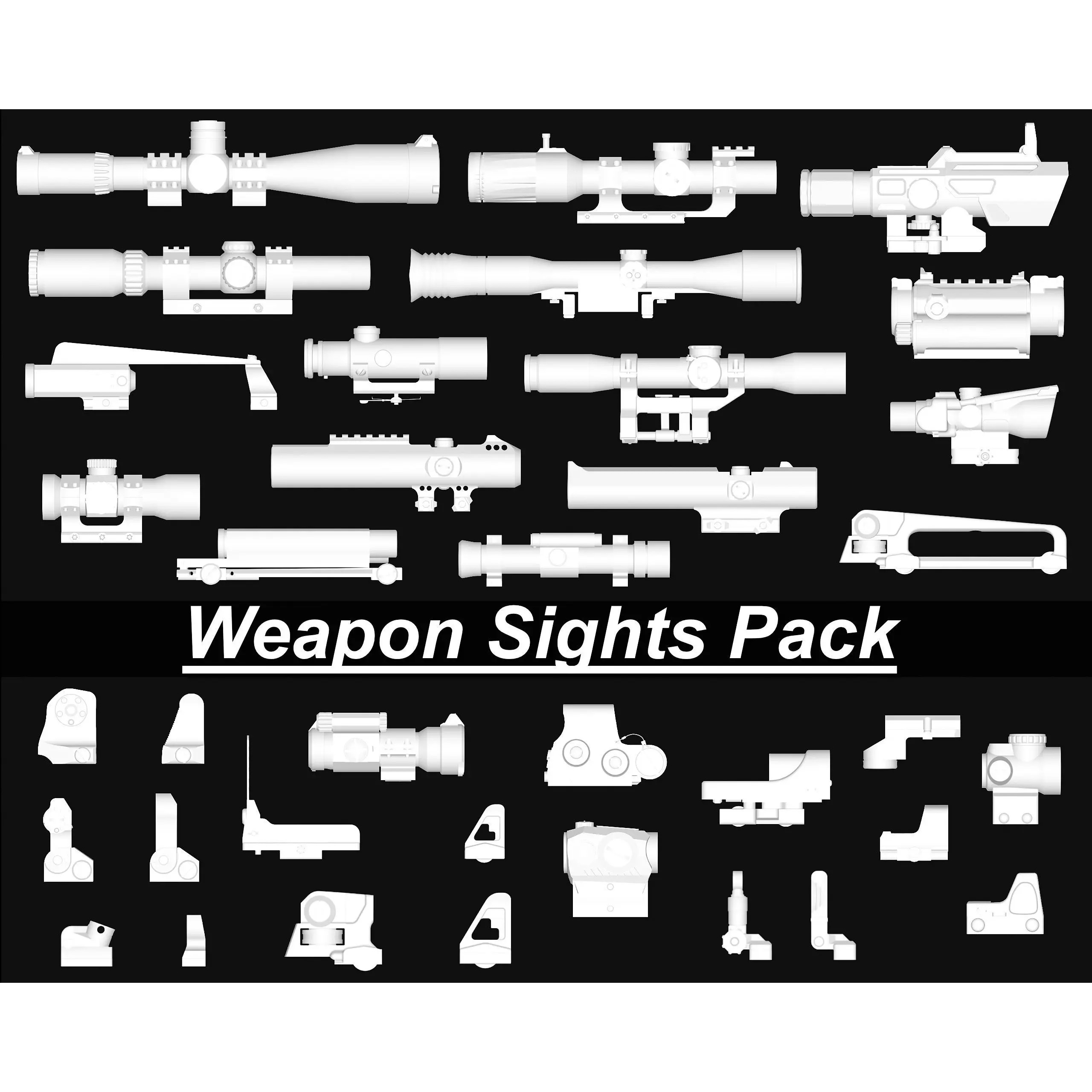 Weapon Sights Pack - Low-Poly Game-Ready 3D Model - View 2