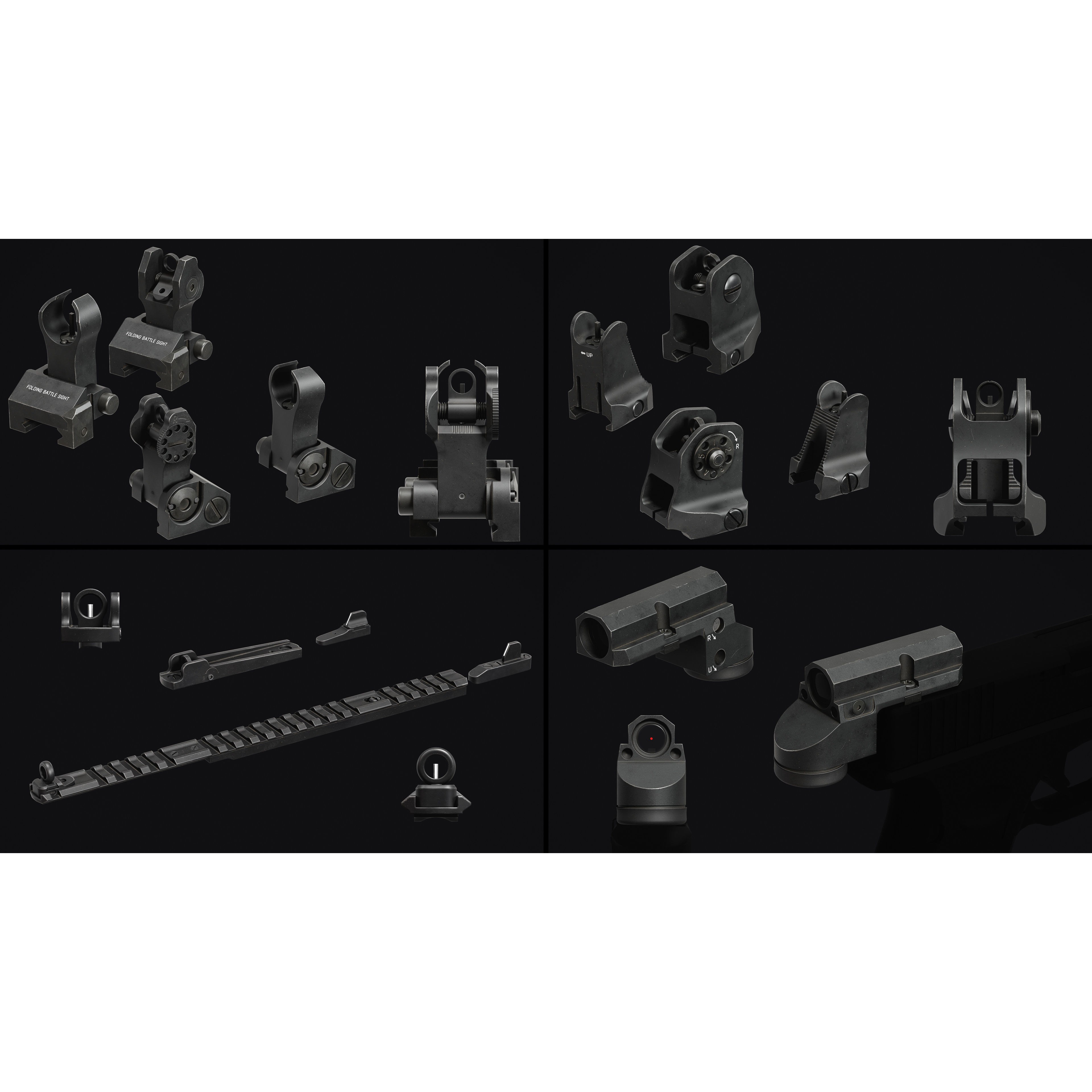 Weapon Sights Pack - Low-Poly Game-Ready 3D Model - View 3