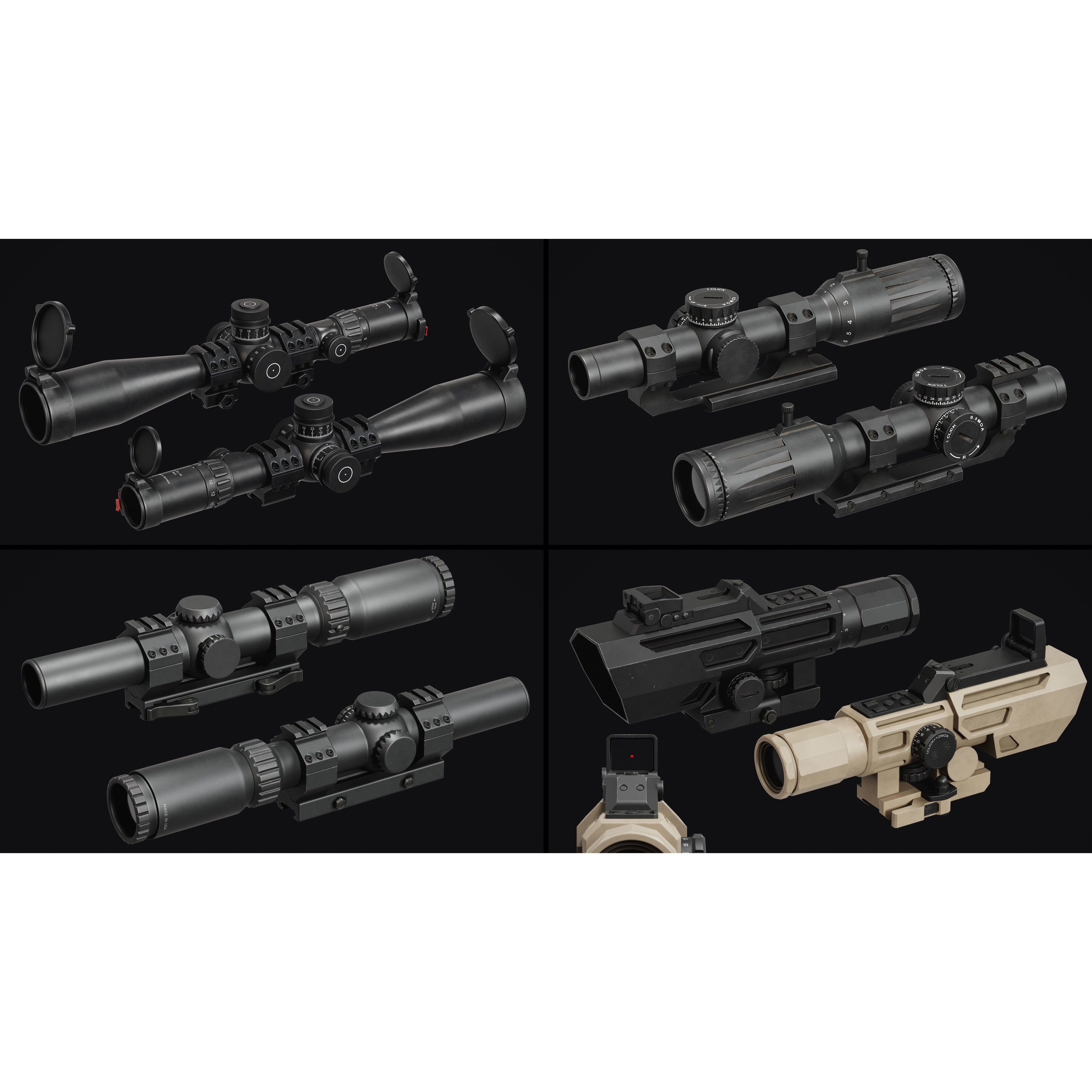 Weapon Sights Pack - Low-Poly Game-Ready 3D Model - View 5