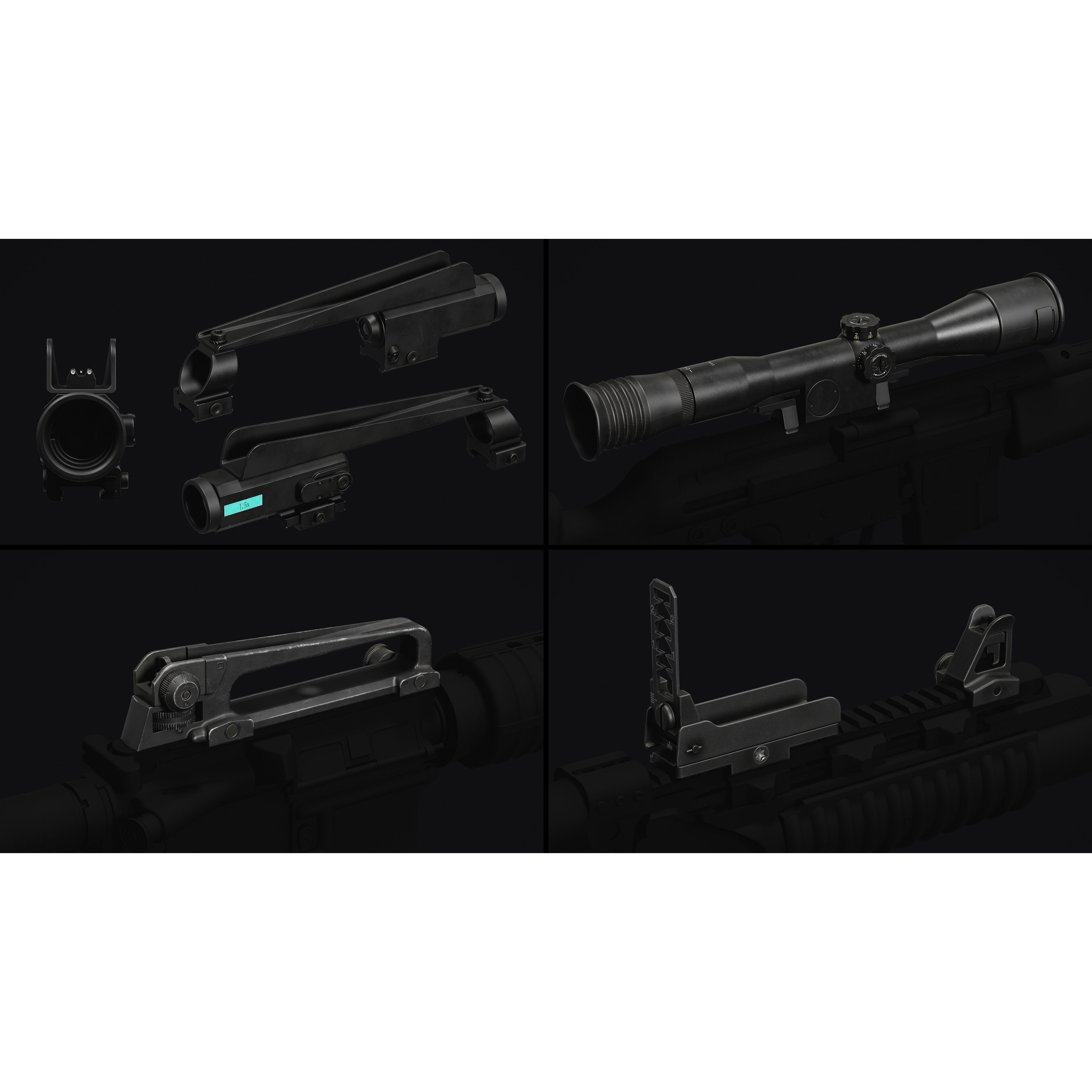 Weapon Sights Pack - Low-Poly Game-Ready 3D Model - View 8
