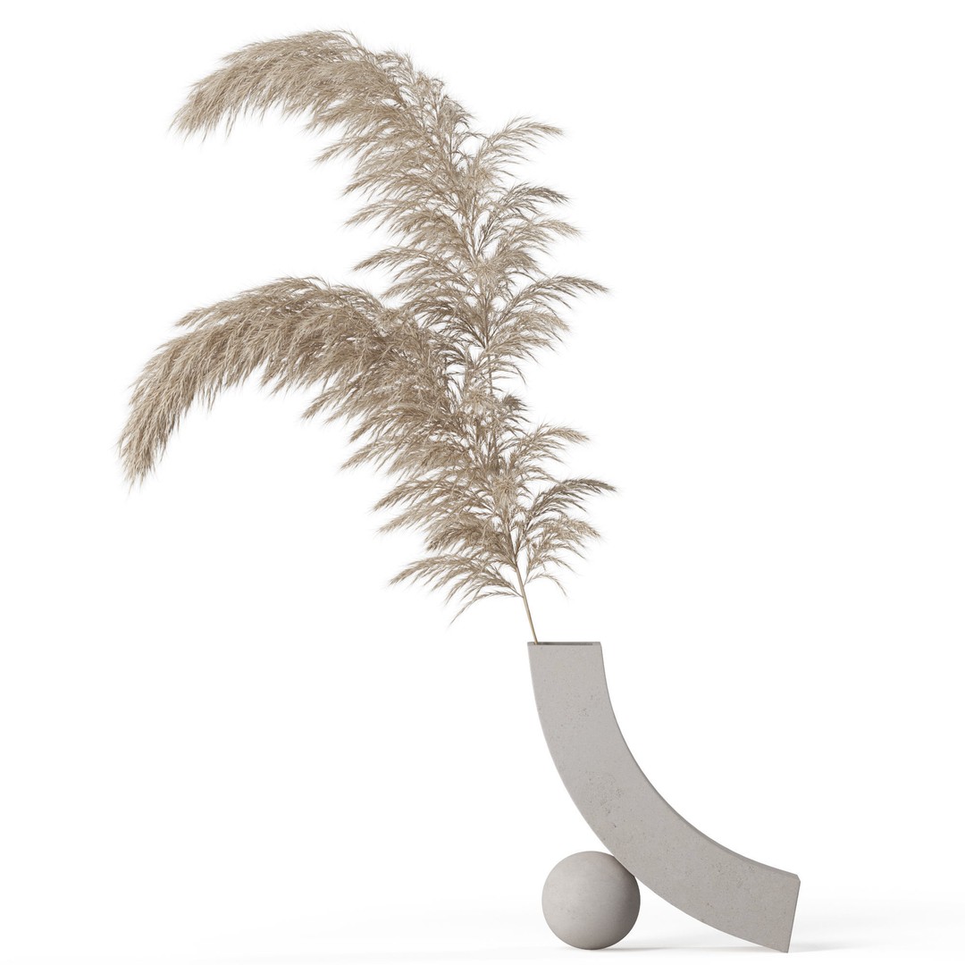Bouquet 3D Model – Fluffy Dried Flower Arrangement, FBX, OBJ - View 3