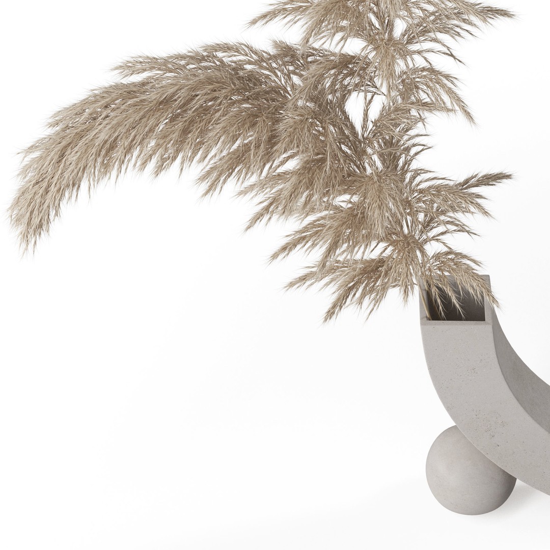 Bouquet 3D Model – Fluffy Dried Flower Arrangement, FBX, OBJ - View 5