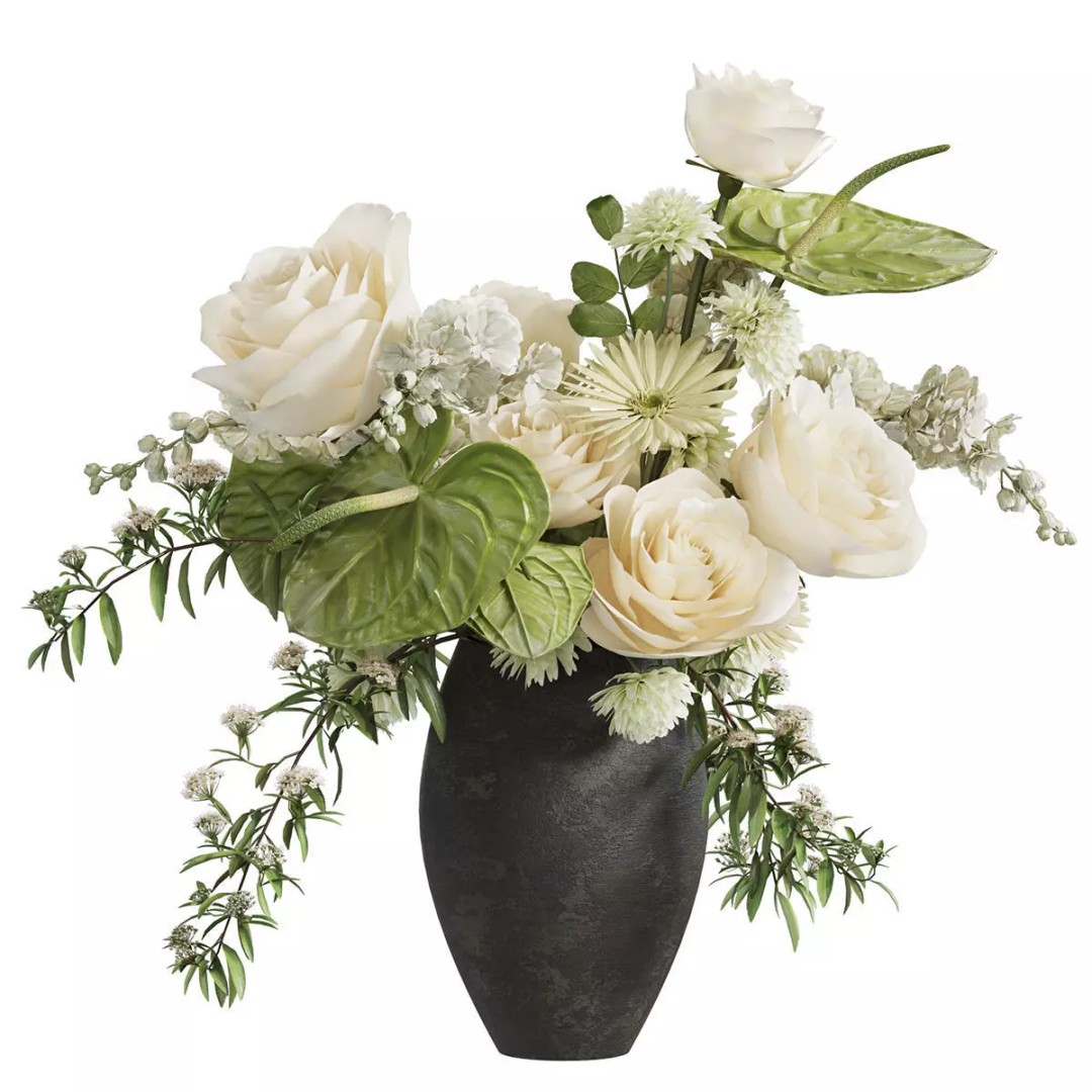 Flower In Vase 3D Model – High Poly PBR Asset, FBX & OBJ Formats - View 2