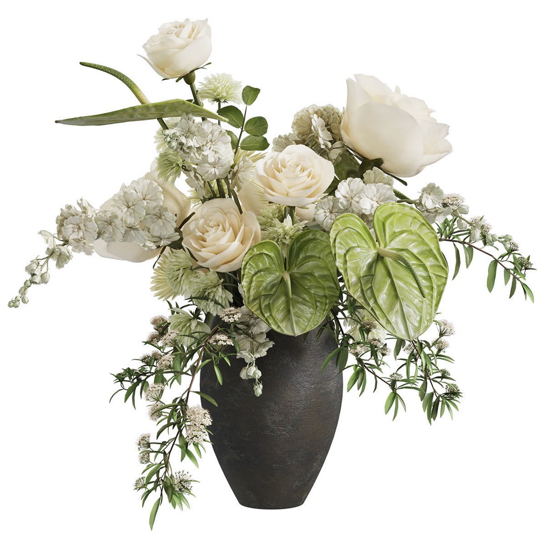 Flower In Vase 3D Model – High Poly PBR Asset, FBX & OBJ Formats - View 3