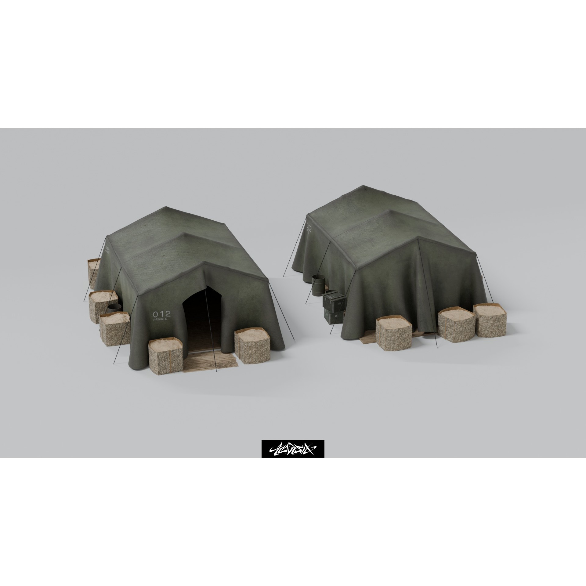 Military Base Kitbash Set - Game-Ready 3D Model