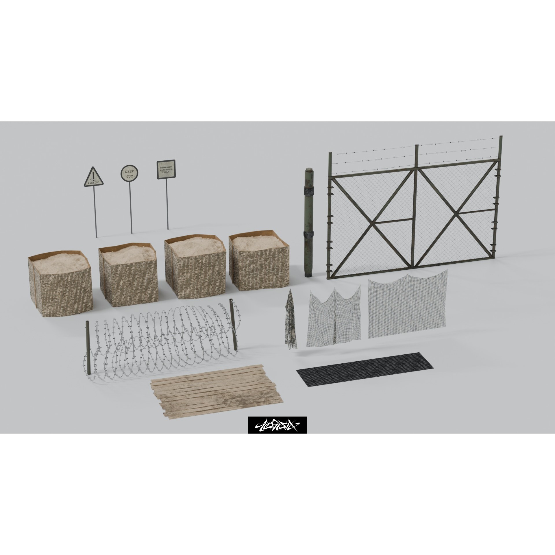 Military Base Kitbash Set - Game-Ready 3D Model - View 5