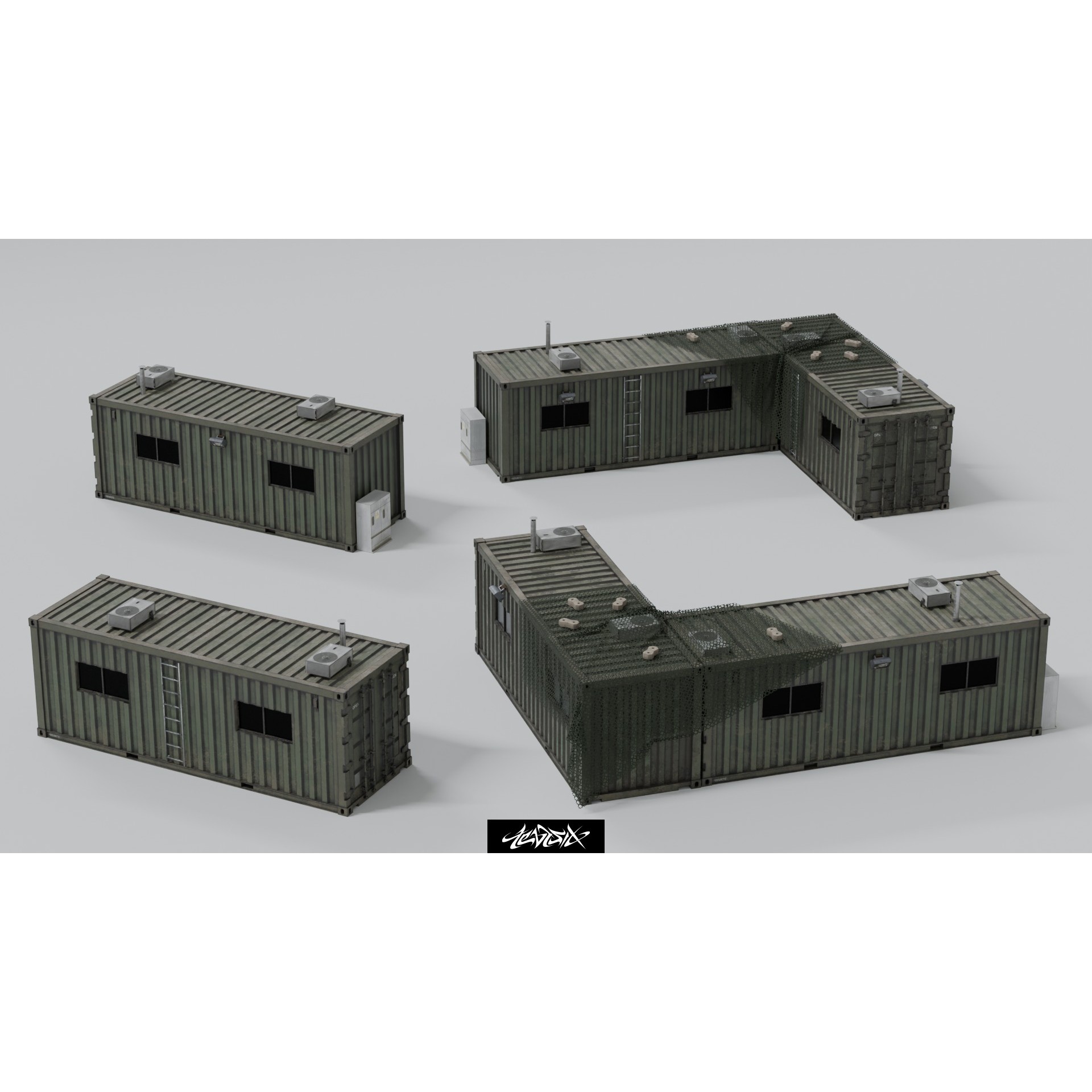 Military Base Kitbash Set - Game-Ready 3D Model - View 7