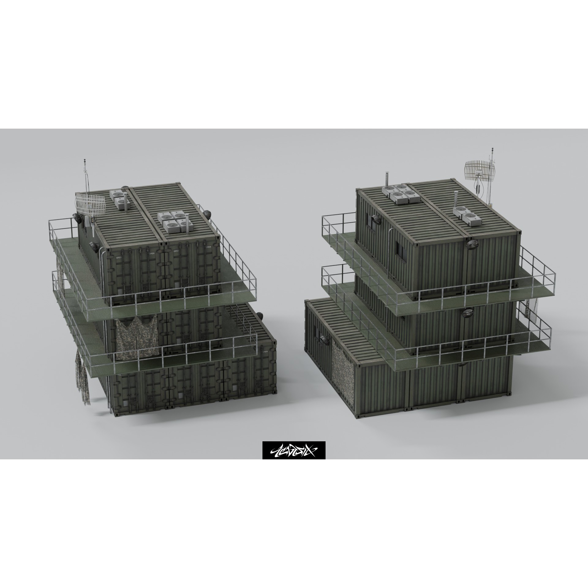 Military Base Kitbash Set - Game-Ready 3D Model - View 8