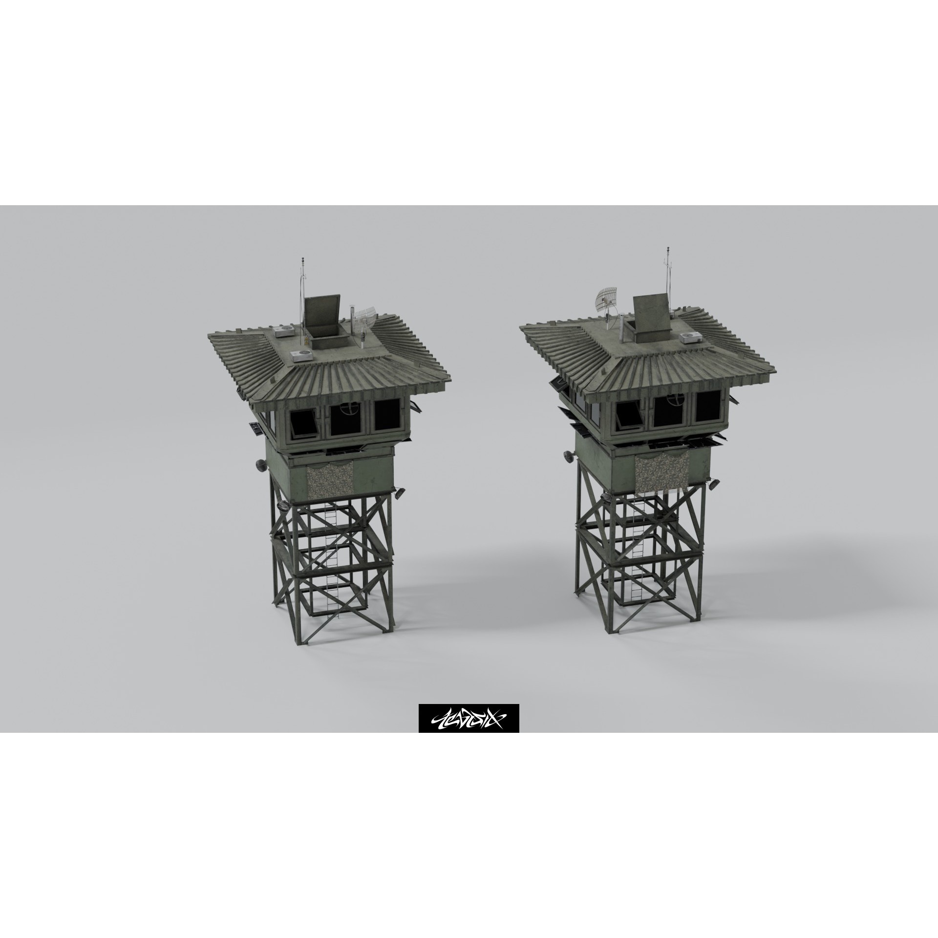 Military Base Kitbash Set - Game-Ready 3D Model - View 9