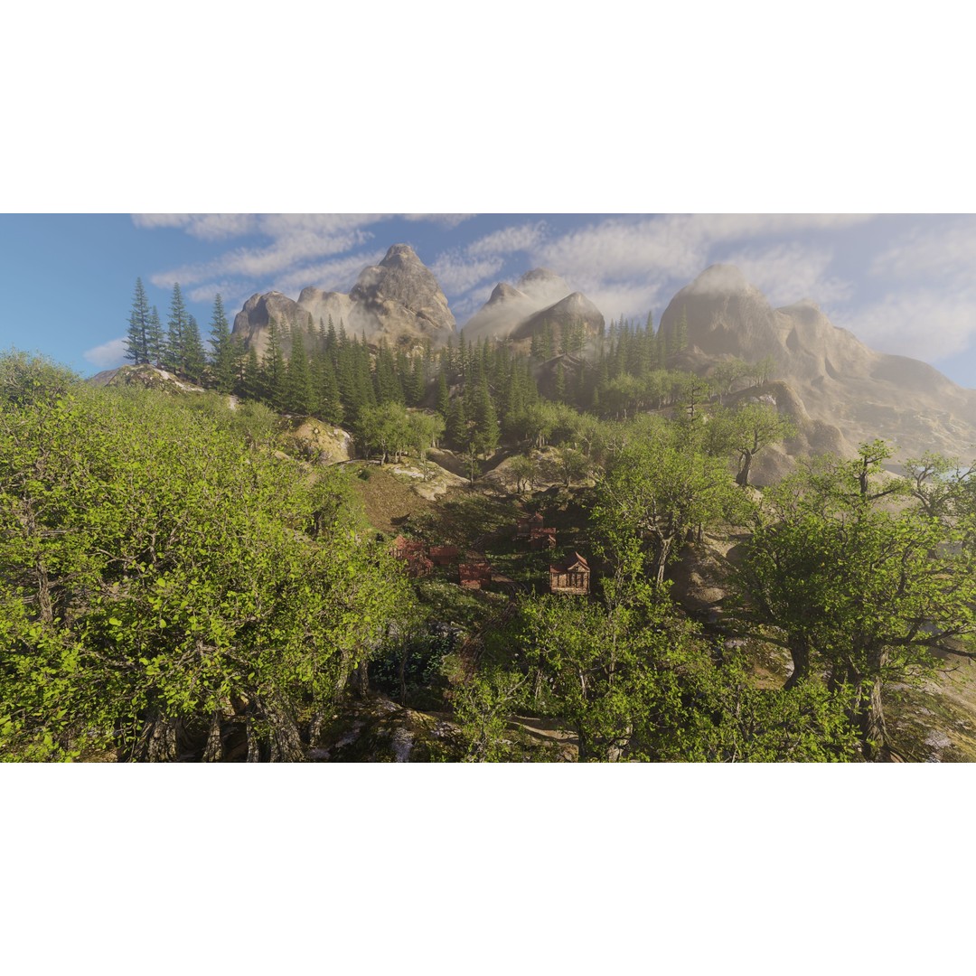 Village Scene 3D Model – Detailed Blender Landscape with Animated Elements - View 13