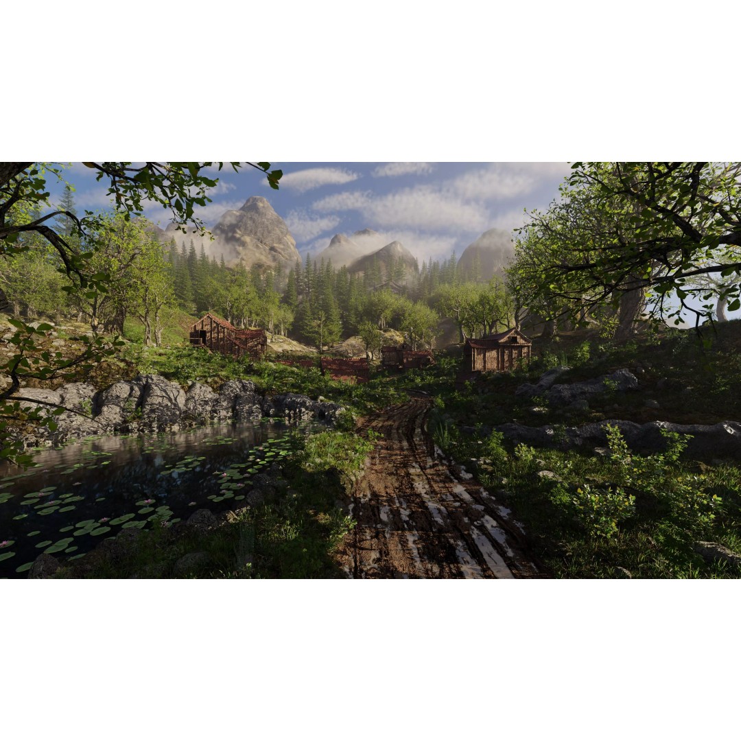 Village Scene 3D Model – Detailed Blender Landscape with Animated Elements - View 2