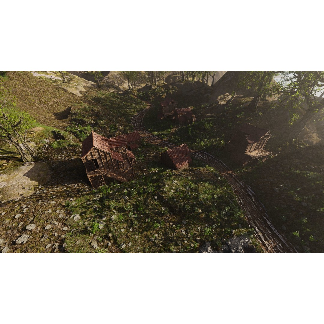 Village Scene 3D Model – Detailed Blender Landscape with Animated Elements - View 8