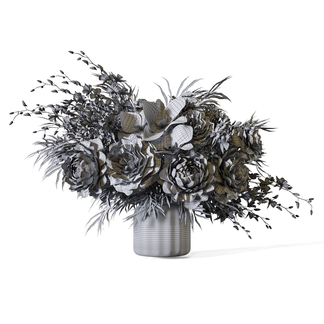 Flower Set 108 3D Model – Chic Petal Display, FBX, OBJ