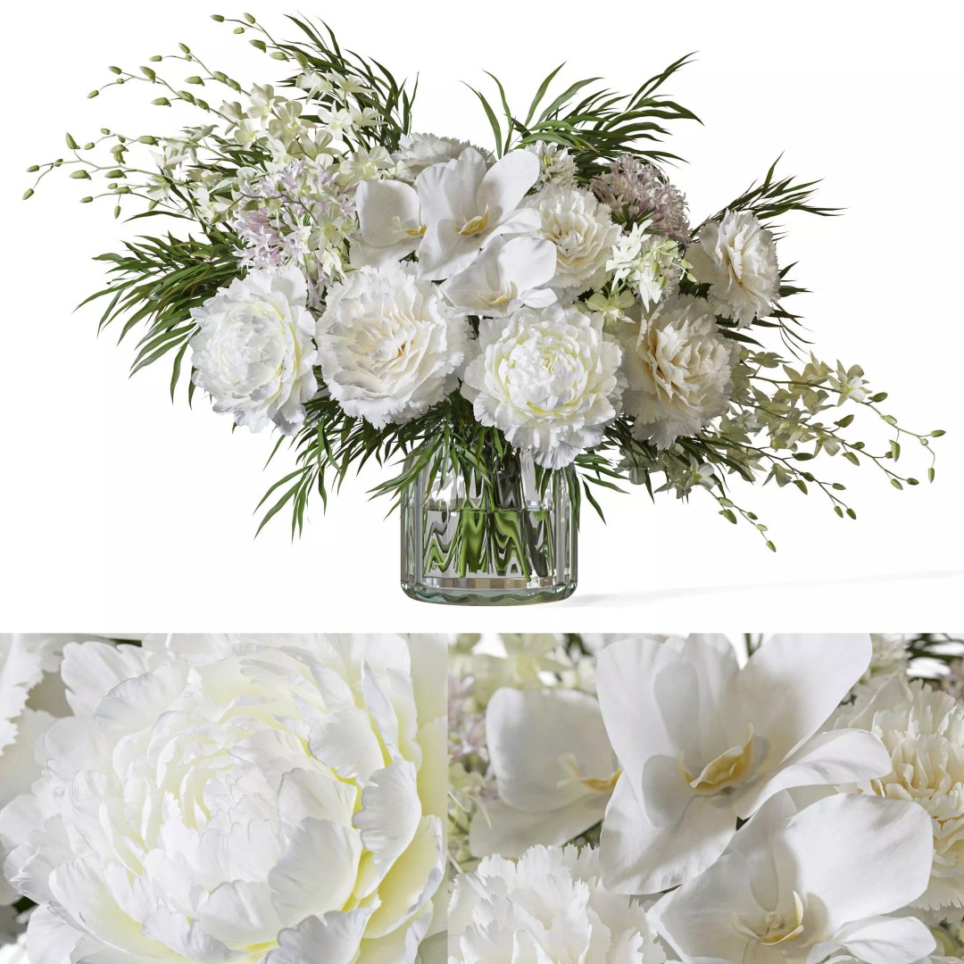 Flower Set 108 3D Model – Chic Petal Display, FBX, OBJ - View 2