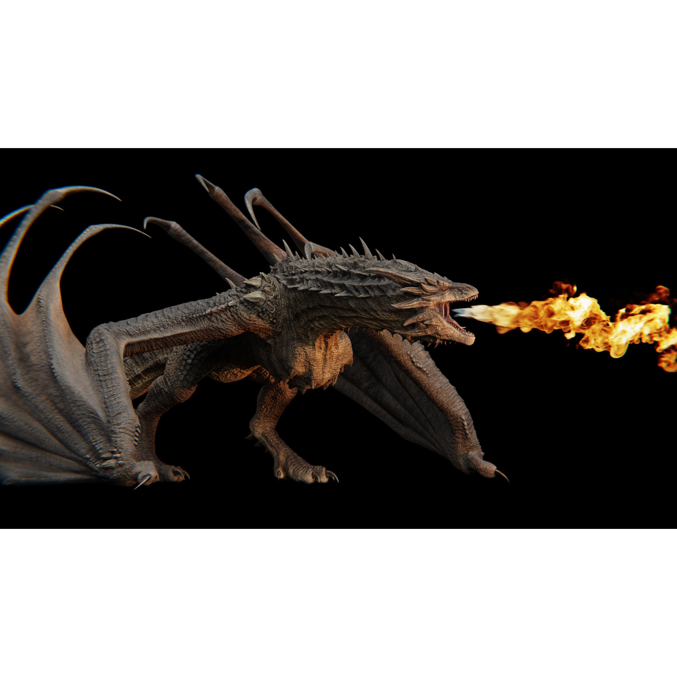 Dreadthorn Dragon - Low-Poly Game-Ready 3D Model