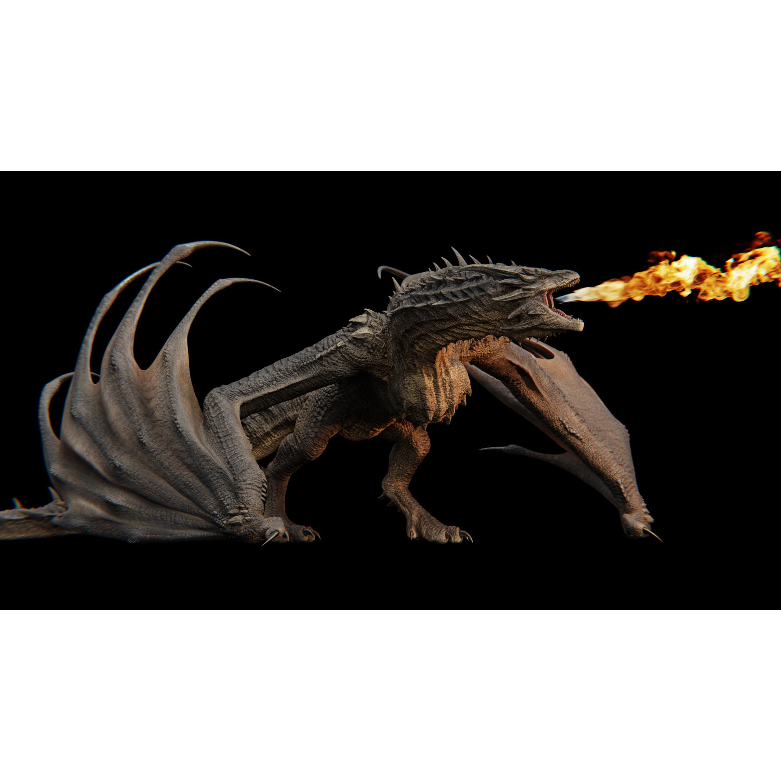 Dreadthorn Dragon - Low-Poly Game-Ready 3D Model - View 3