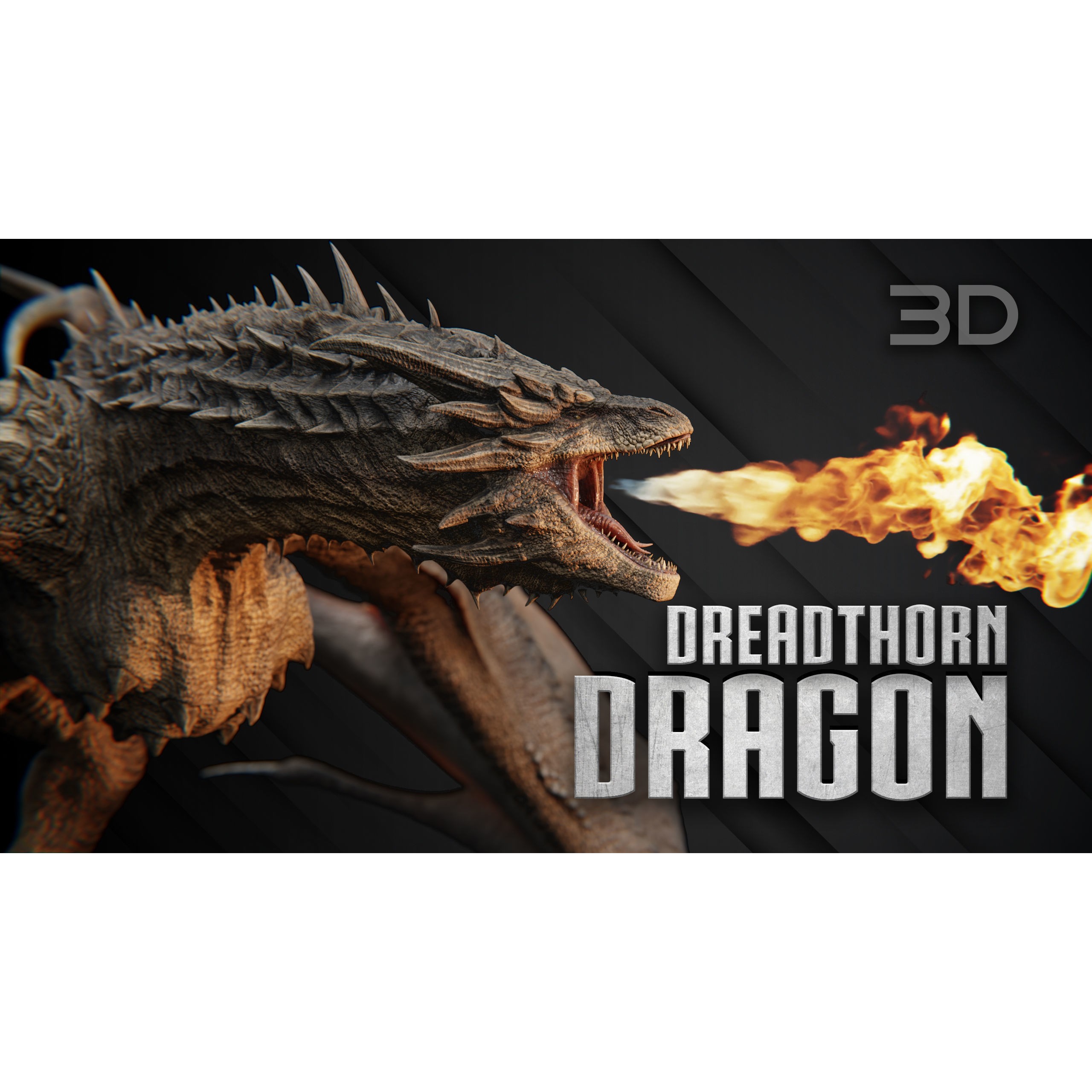 Dreadthorn Dragon - Low-Poly Game-Ready 3D Model - View 45