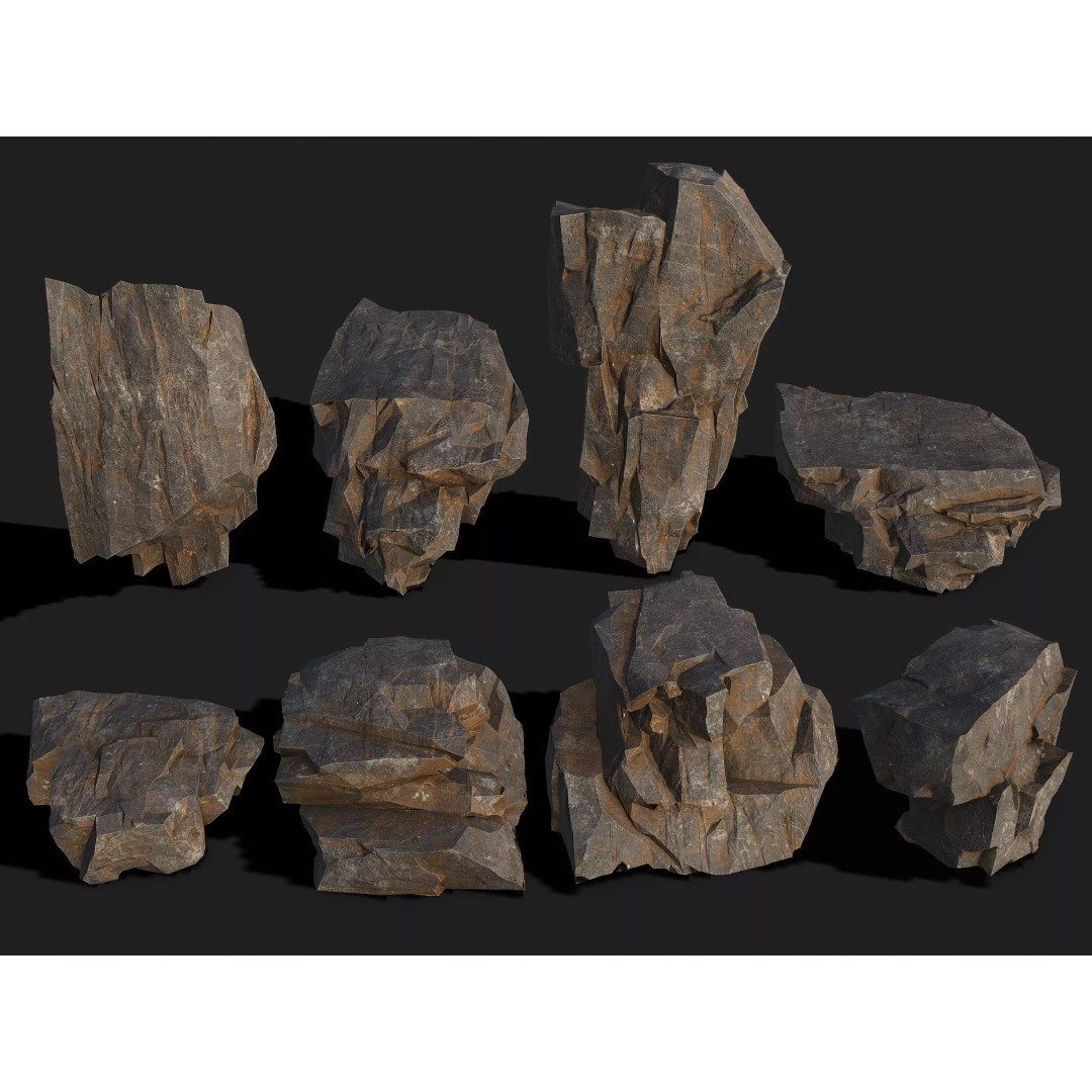 Mountain Rocks 3D Model – Low Poly PBR Asset for Games, FBX, OBJ, Blender - View 2