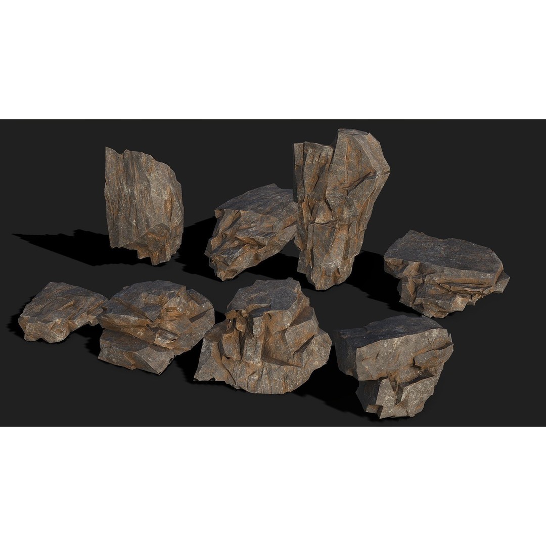 Mountain Rocks 3D Model – Low Poly PBR Asset for Games, FBX, OBJ, Blender - View 3