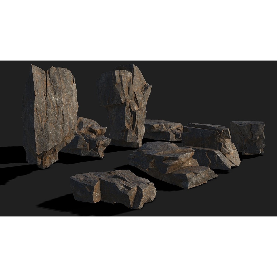 Mountain Rocks 3D Model – Low Poly PBR Asset for Games, FBX, OBJ, Blender - View 4