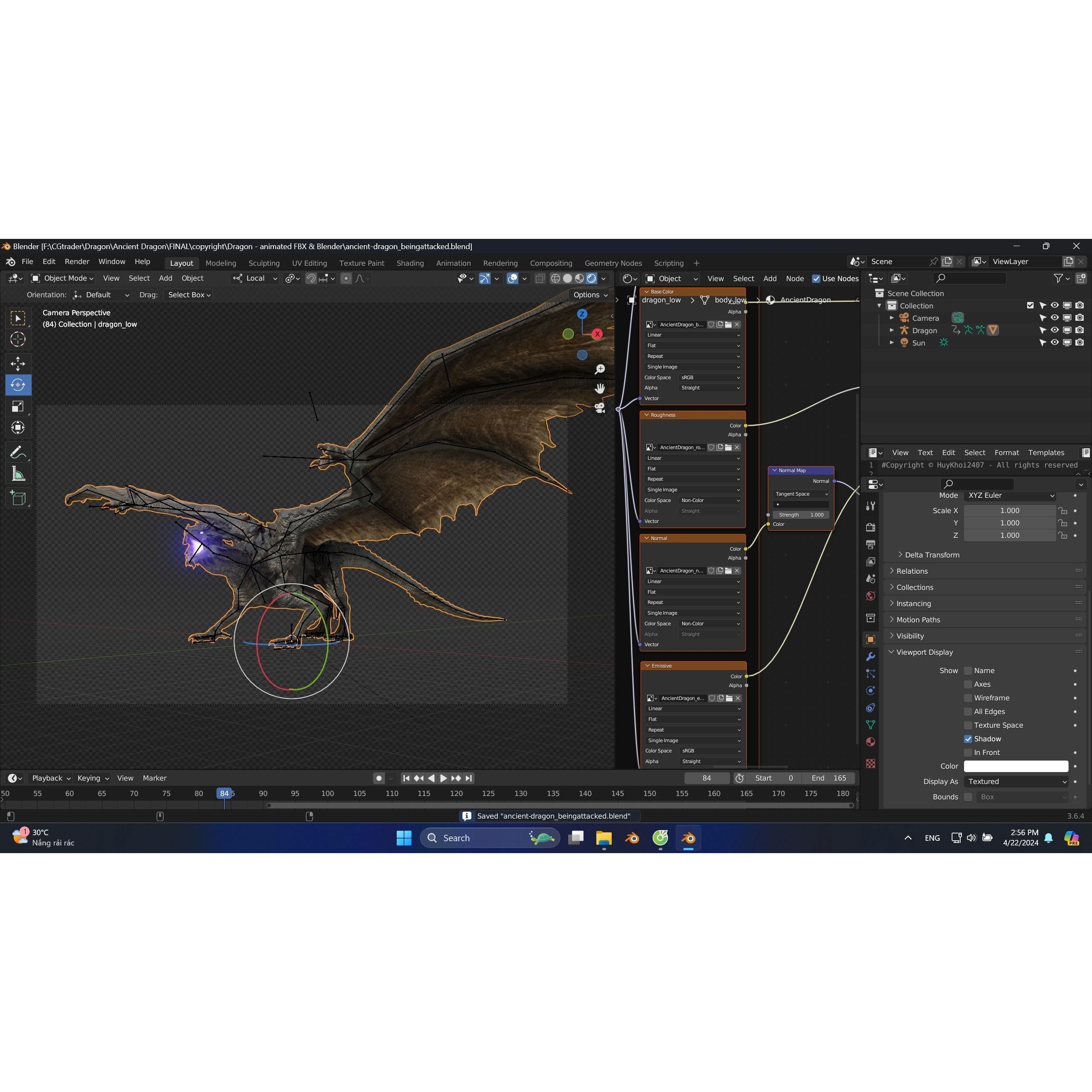 Ancient Dragon - Low-Poly Game-Ready 3D Model - View 34