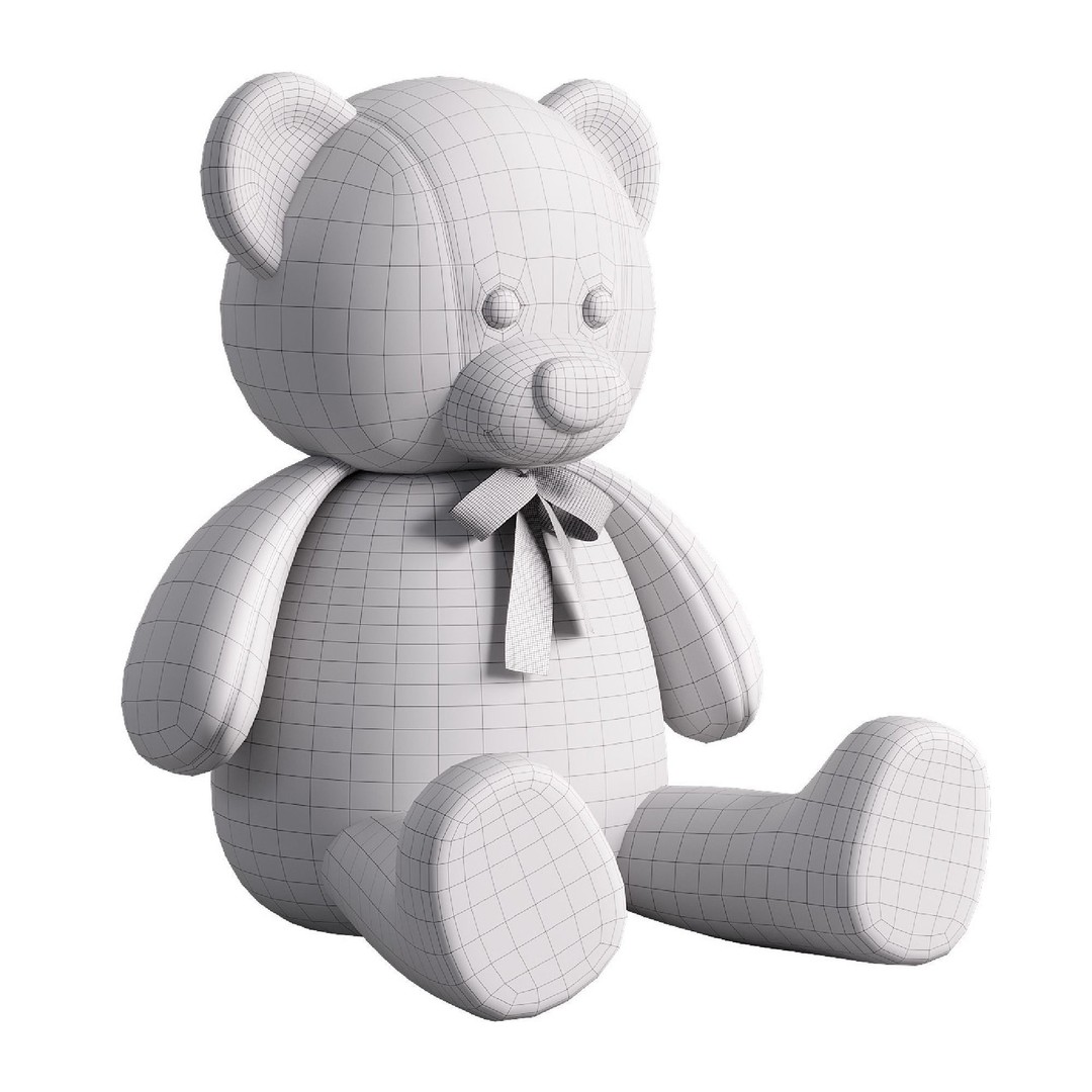 Teddy Bear 3D Model – Low Poly Cute Toy for Kids, FBX, OBJ - View 3