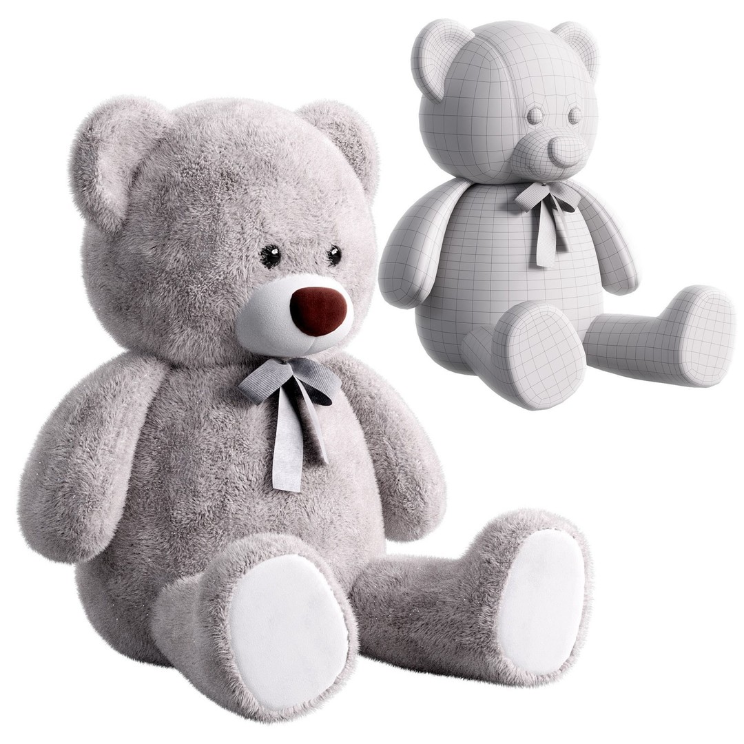 Teddy Bear 3D Model – Low Poly Cute Toy for Kids, FBX, OBJ - View 5
