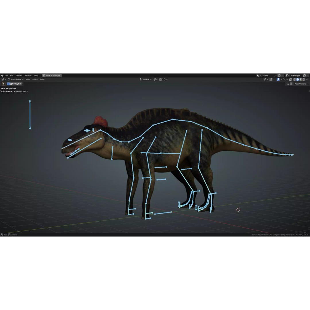 Edmontosaurus 3D Model – Low Poly Rigged Dinosaur with PBR Textures - View 14