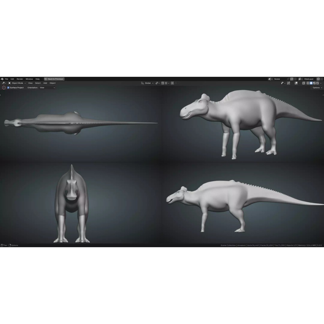 Edmontosaurus 3D Model – Low Poly Rigged Dinosaur with PBR Textures - View 15