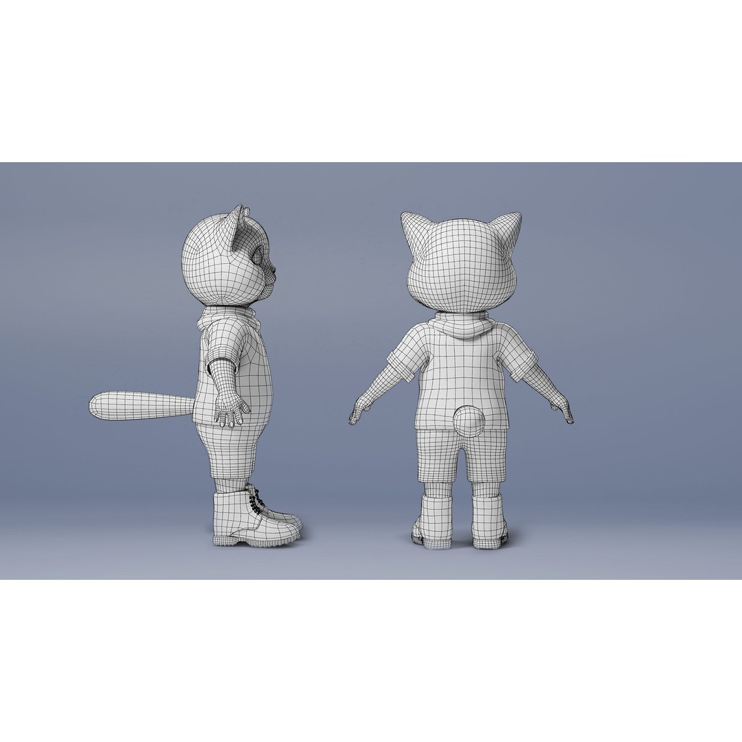 Stylized Cute Cat 3D Model – Low Poly Rigged Character, FBX, Blender