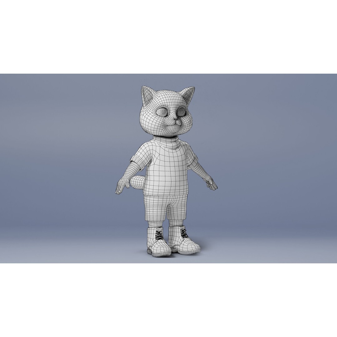 Stylized Cute Cat 3D Model – Low Poly Rigged Character, FBX, Blender - View 11