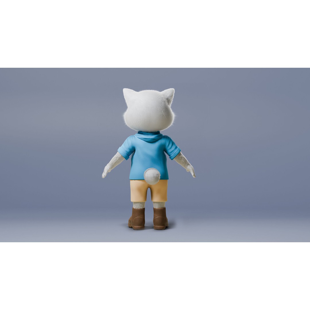 Stylized Cute Cat 3D Model – Low Poly Rigged Character, FBX, Blender - View 14