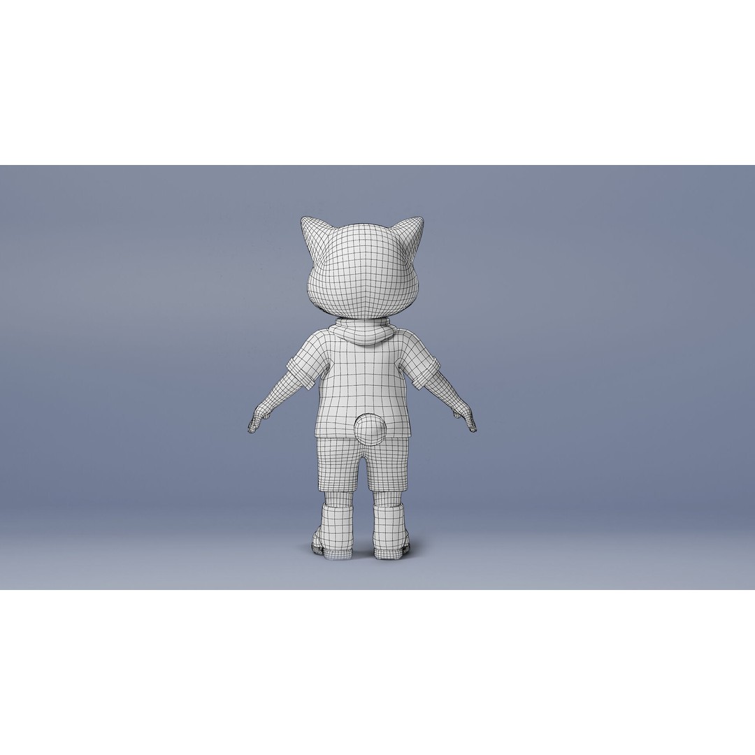 Stylized Cute Cat 3D Model – Low Poly Rigged Character, FBX, Blender - View 15