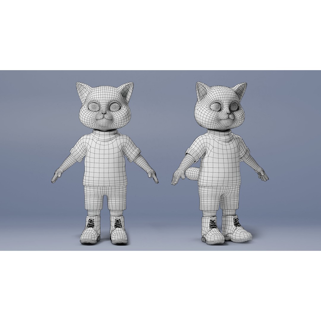 Stylized Cute Cat 3D Model – Low Poly Rigged Character, FBX, Blender - View 17