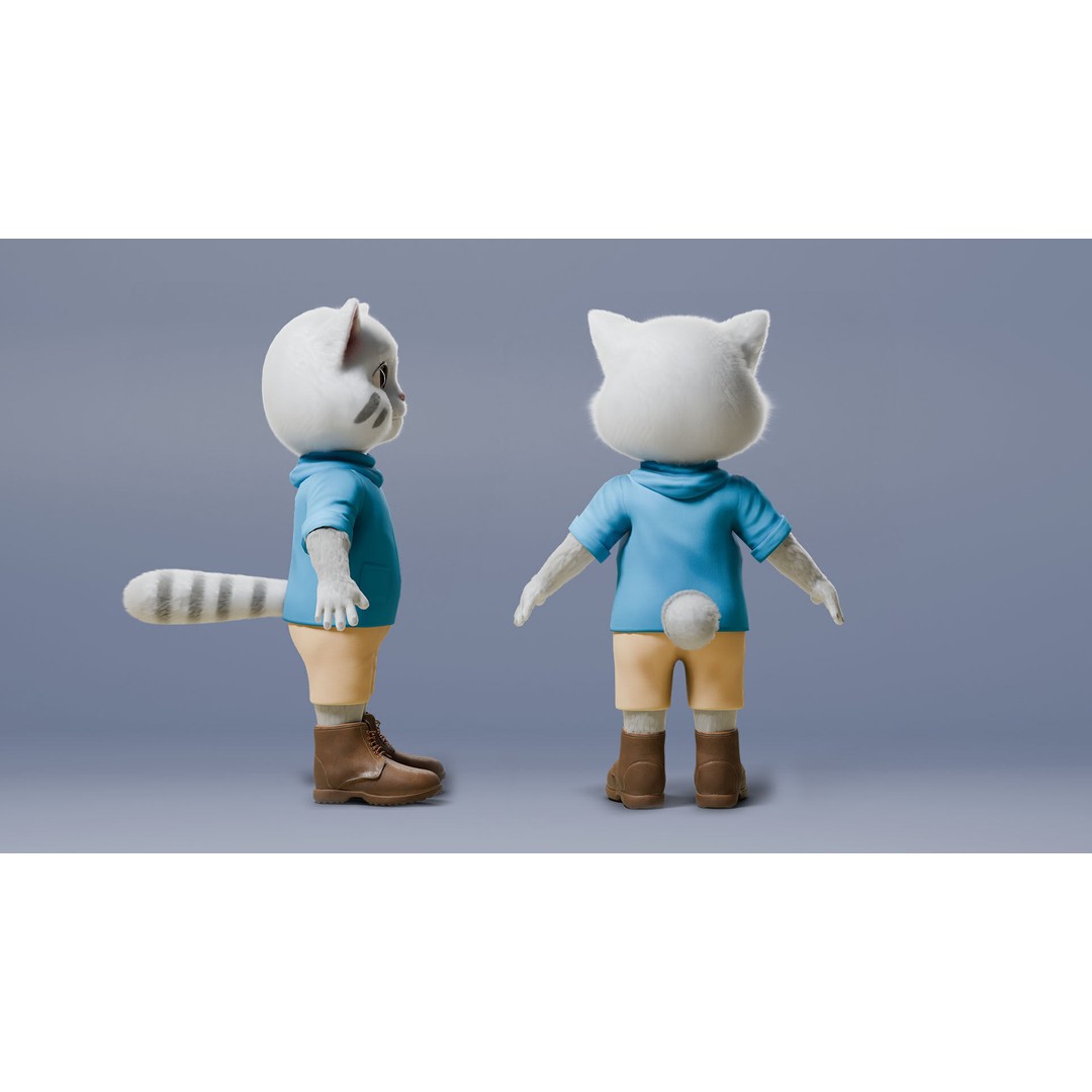 Stylized Cute Cat 3D Model – Low Poly Rigged Character, FBX, Blender - View 18