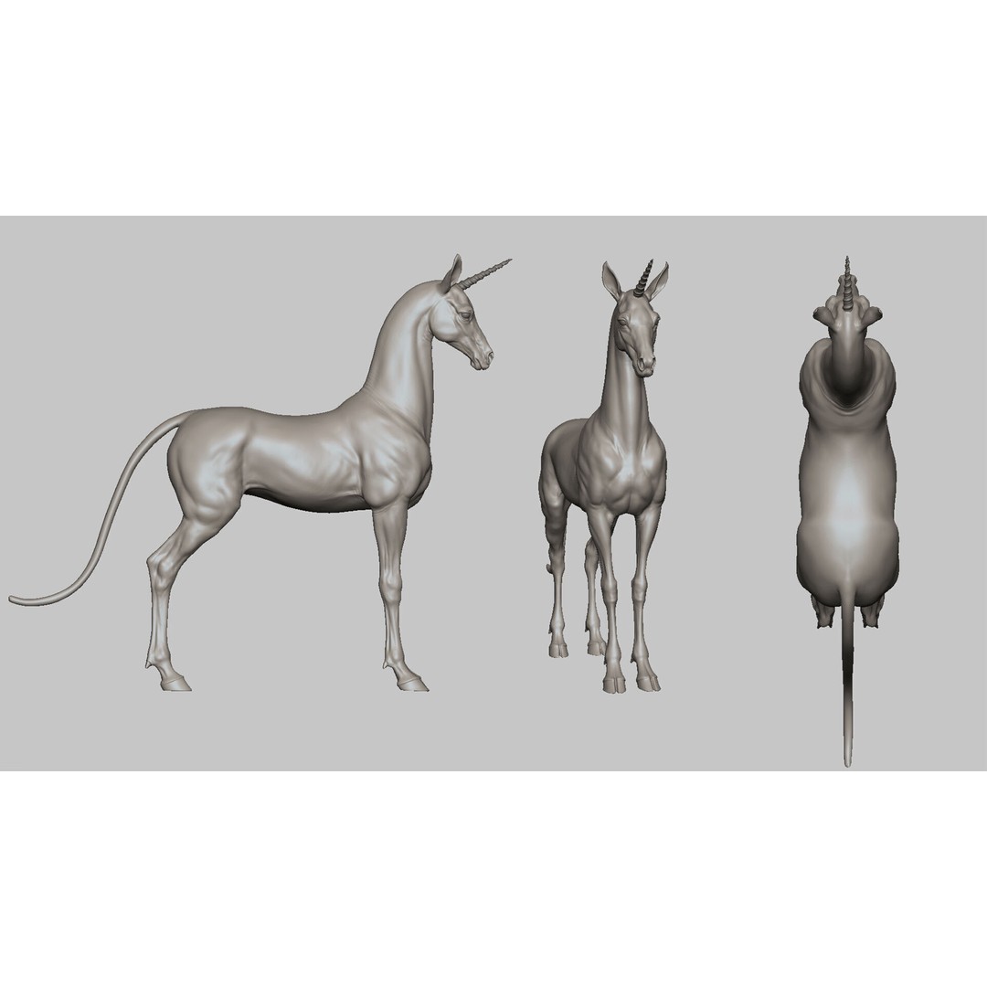Horse Unicorn 3D Model – High Poly T-Pose Asset, FBX/OBJ - View 3