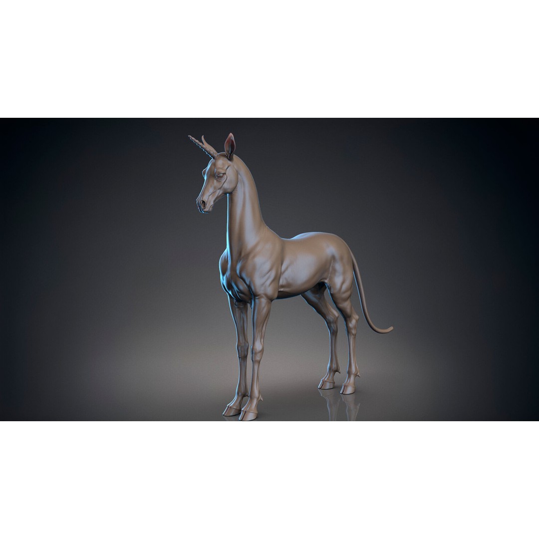 Horse Unicorn 3D Model – High Poly T-Pose Asset, FBX/OBJ - View 5