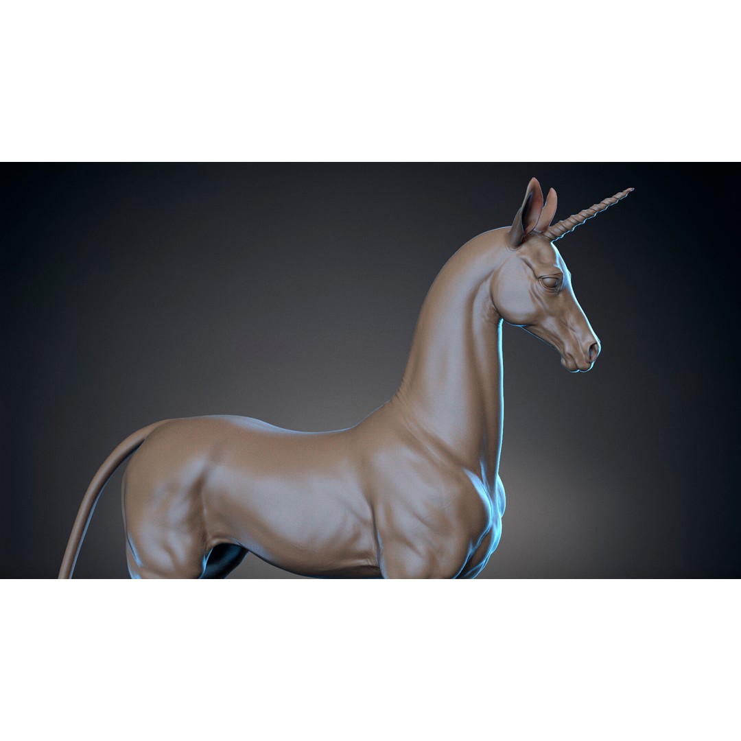Horse Unicorn 3D Model – High Poly T-Pose Asset, FBX/OBJ - View 6