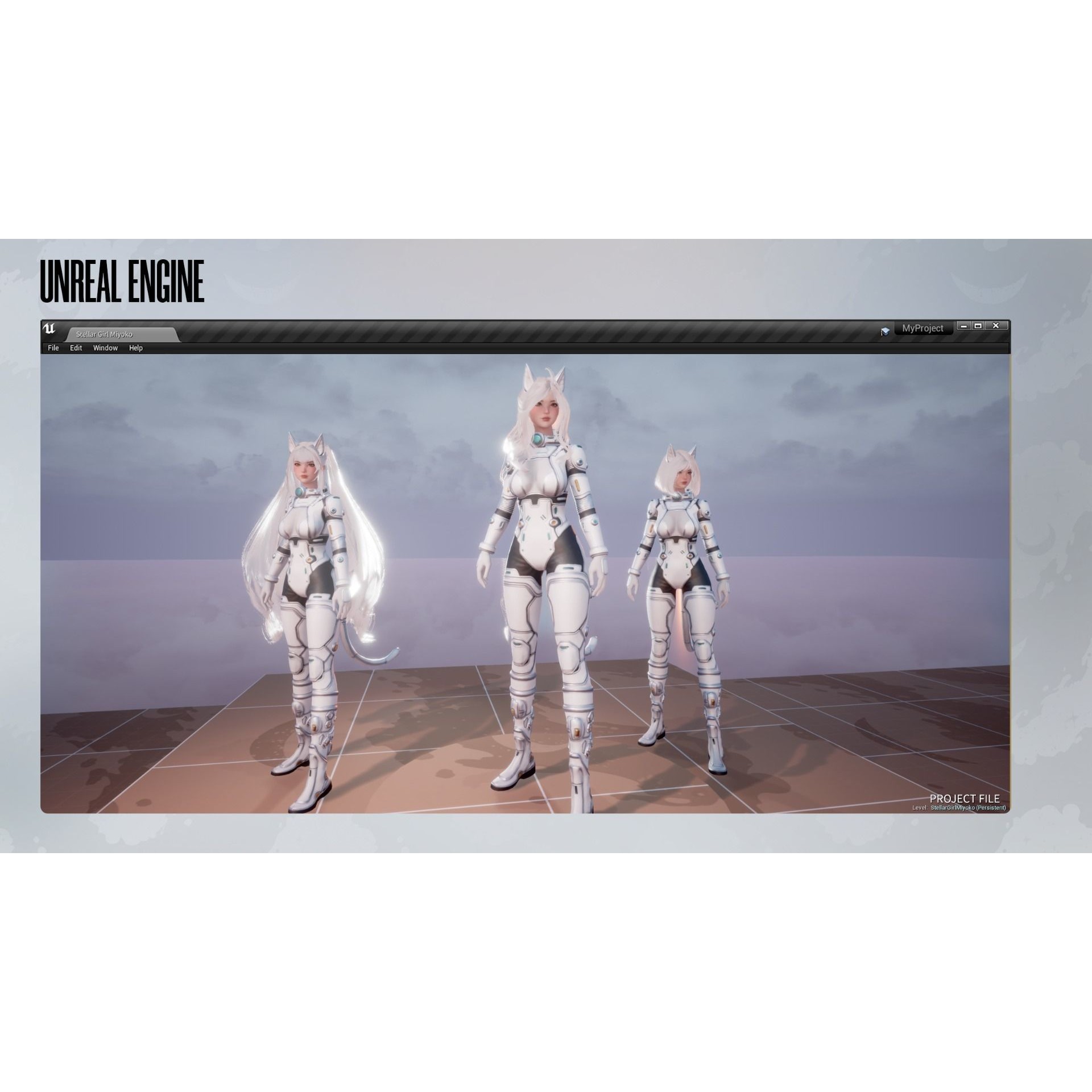 Stellar Girl Miyoko - Low-Poly Game-Ready 3D Model - View 16