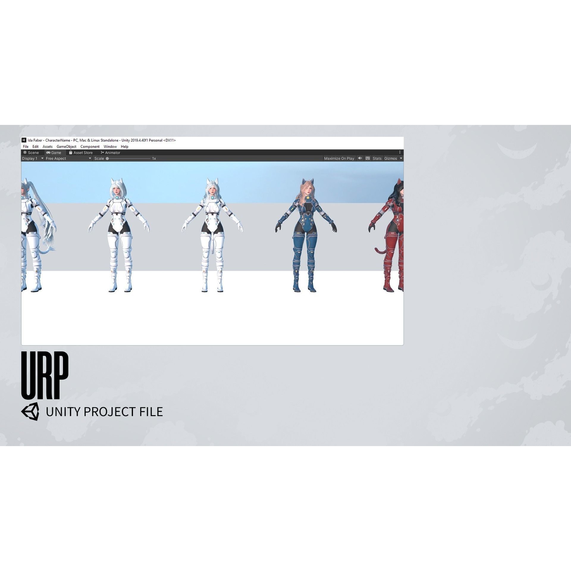 Stellar Girl Miyoko - Low-Poly Game-Ready 3D Model - View 20