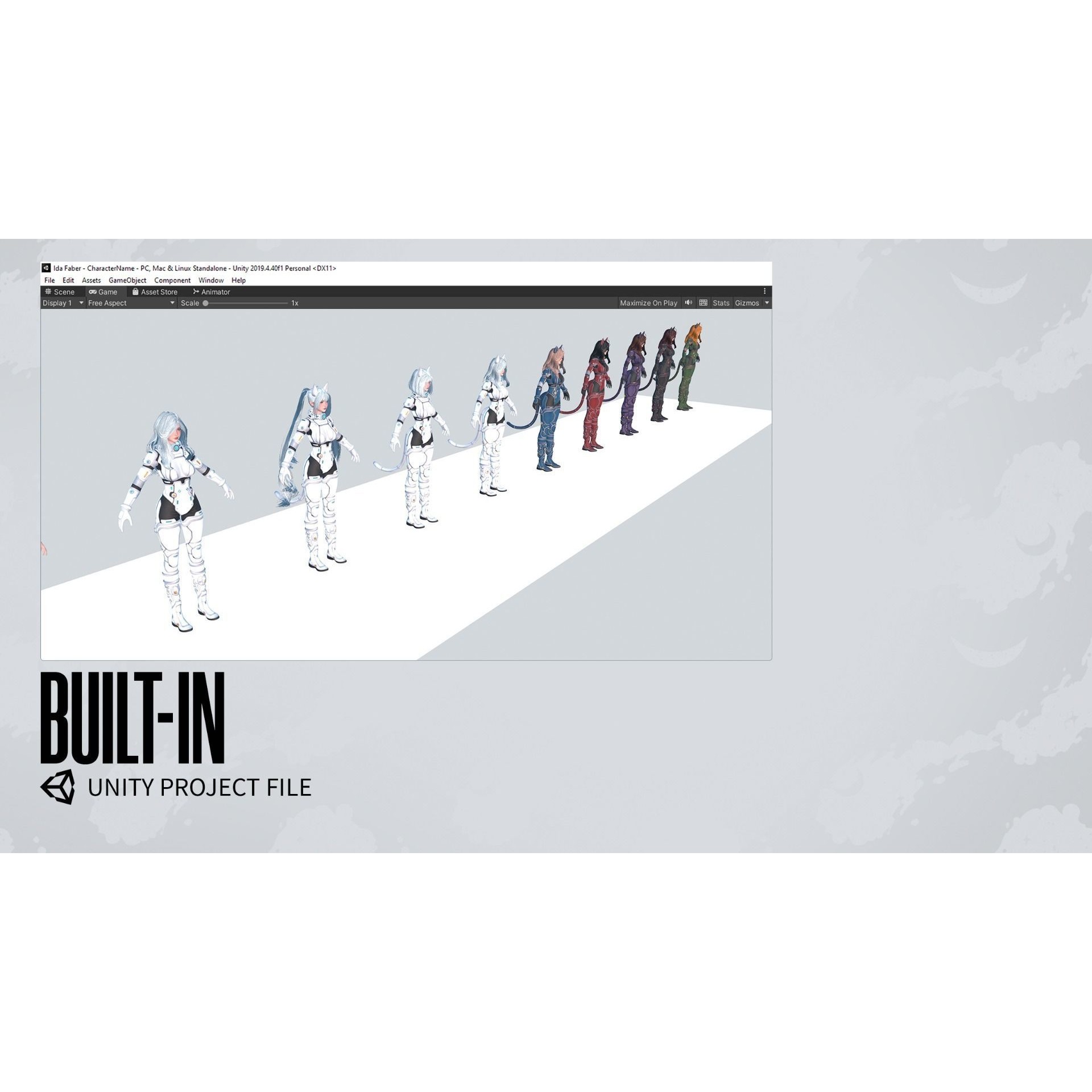 Stellar Girl Miyoko - Low-Poly Game-Ready 3D Model - View 22