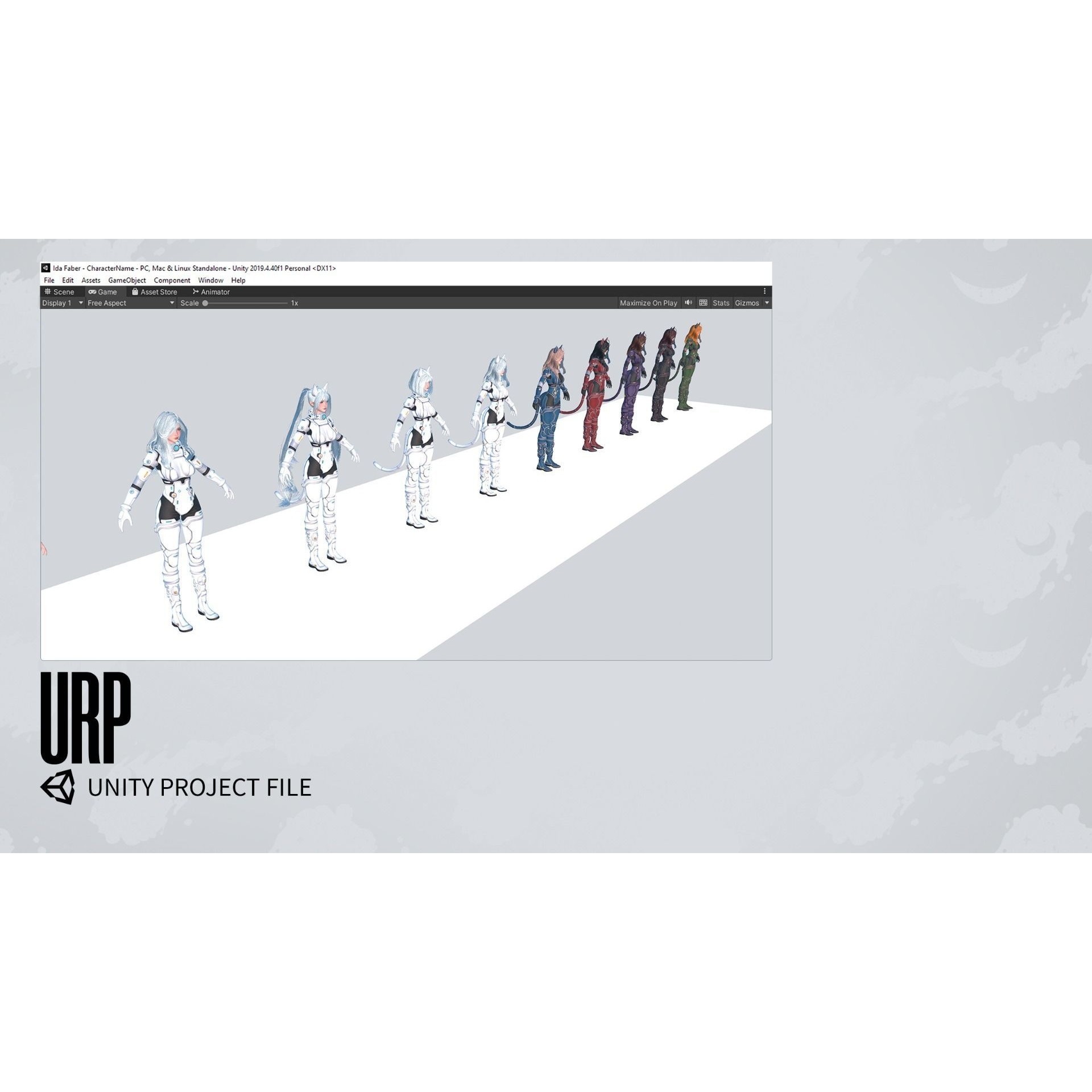 Stellar Girl Miyoko - Low-Poly Game-Ready 3D Model - View 23