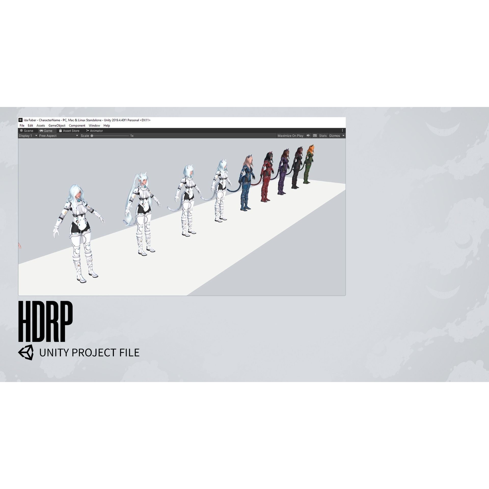 Stellar Girl Miyoko - Low-Poly Game-Ready 3D Model - View 24