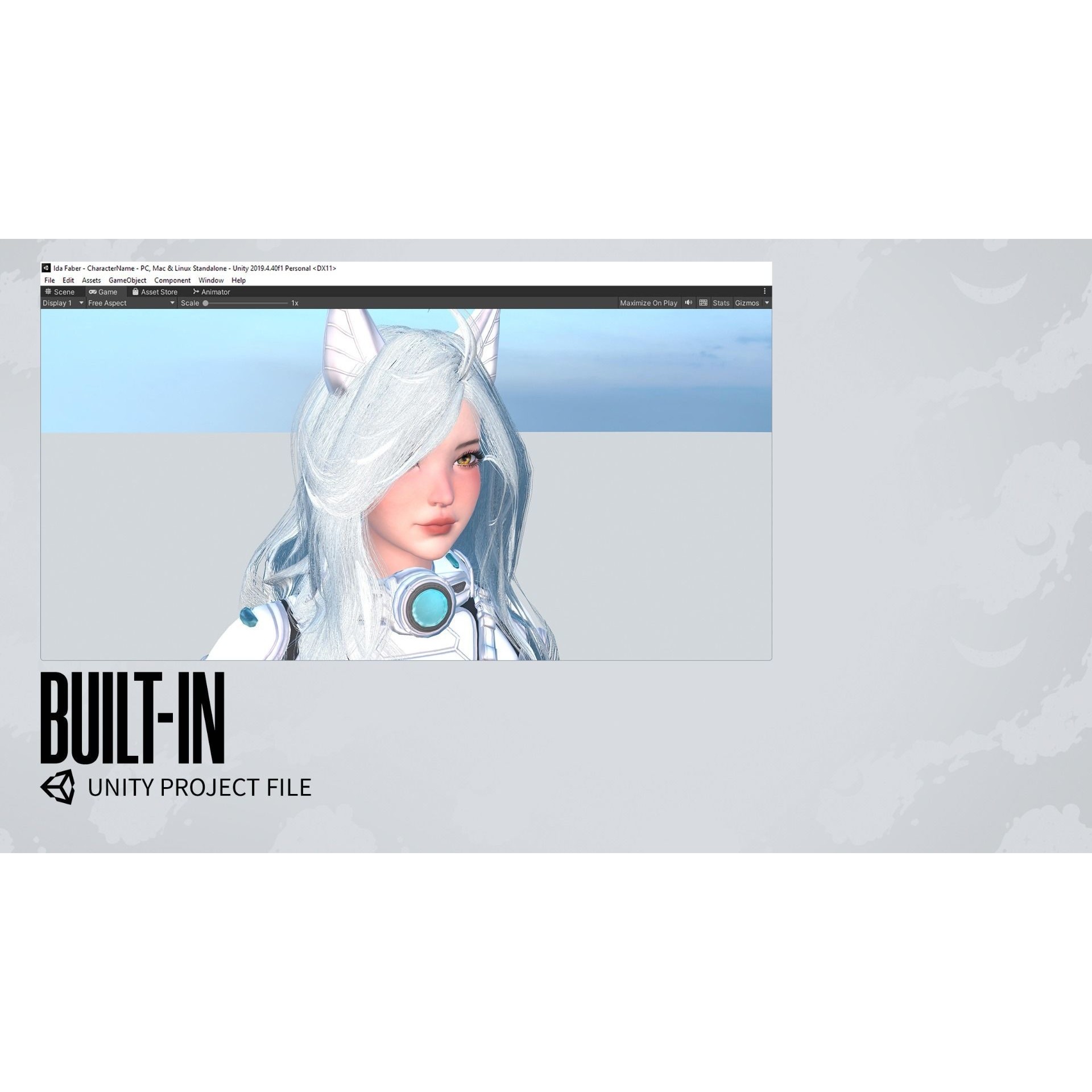 Stellar Girl Miyoko - Low-Poly Game-Ready 3D Model - View 25