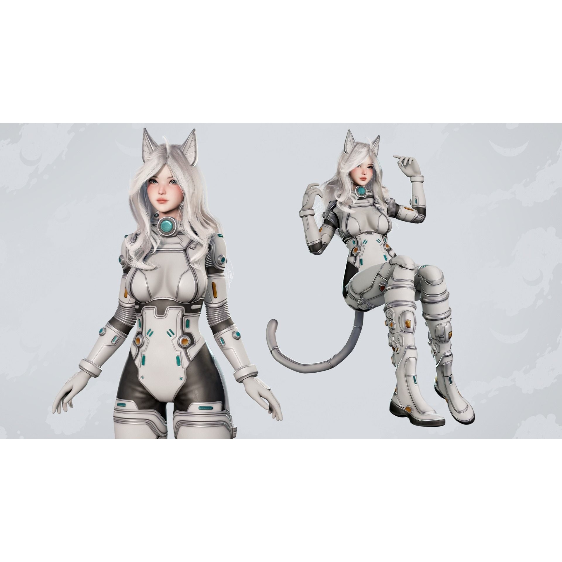 Stellar Girl Miyoko - Low-Poly Game-Ready 3D Model - View 3