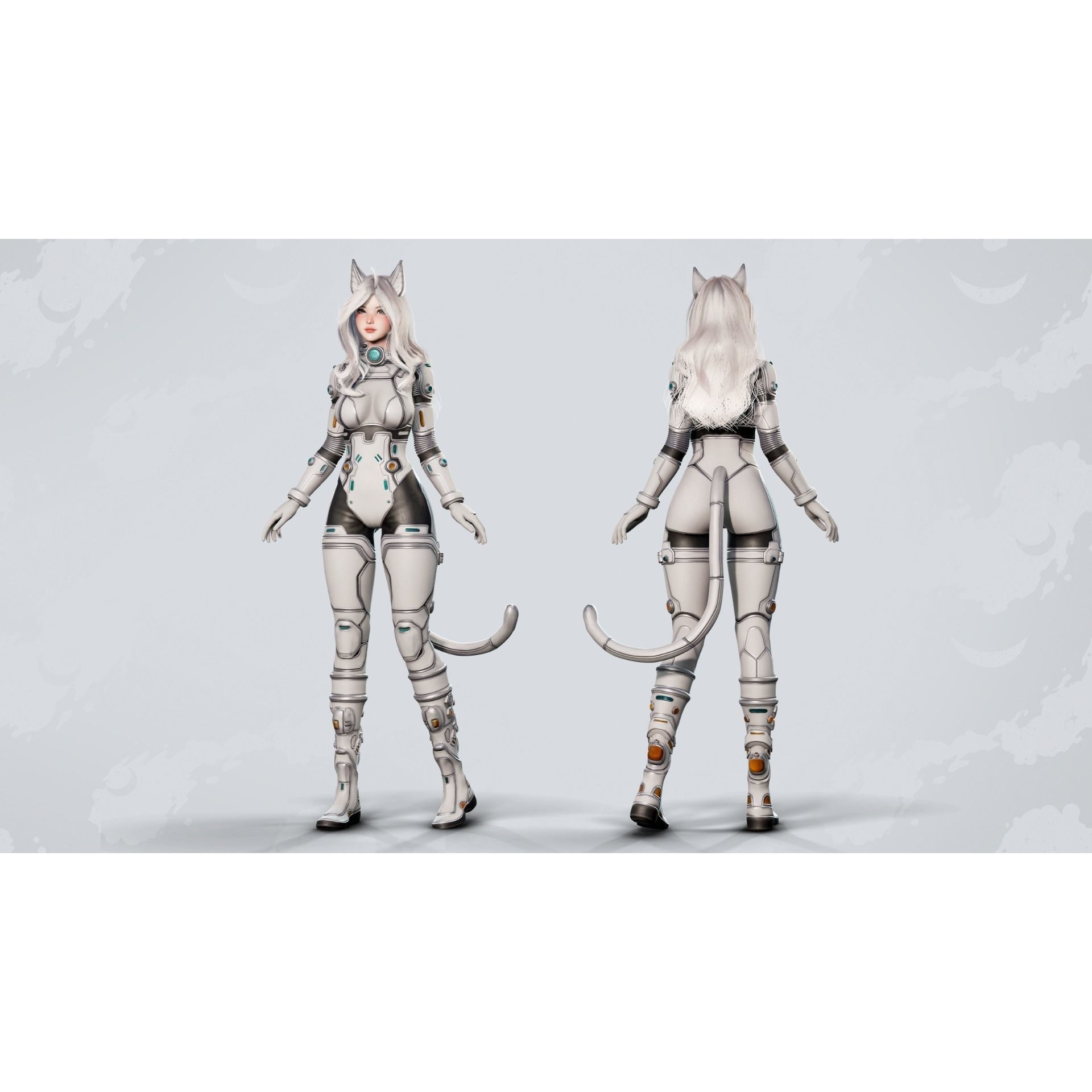 Stellar Girl Miyoko - Low-Poly Game-Ready 3D Model - View 4