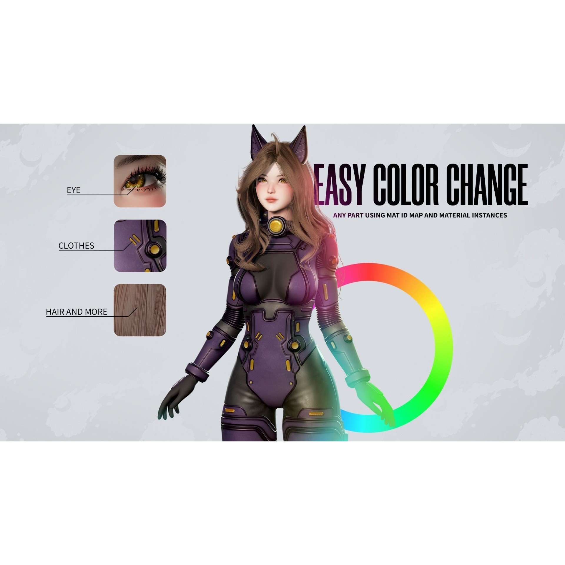 Stellar Girl Miyoko - Low-Poly Game-Ready 3D Model - View 6