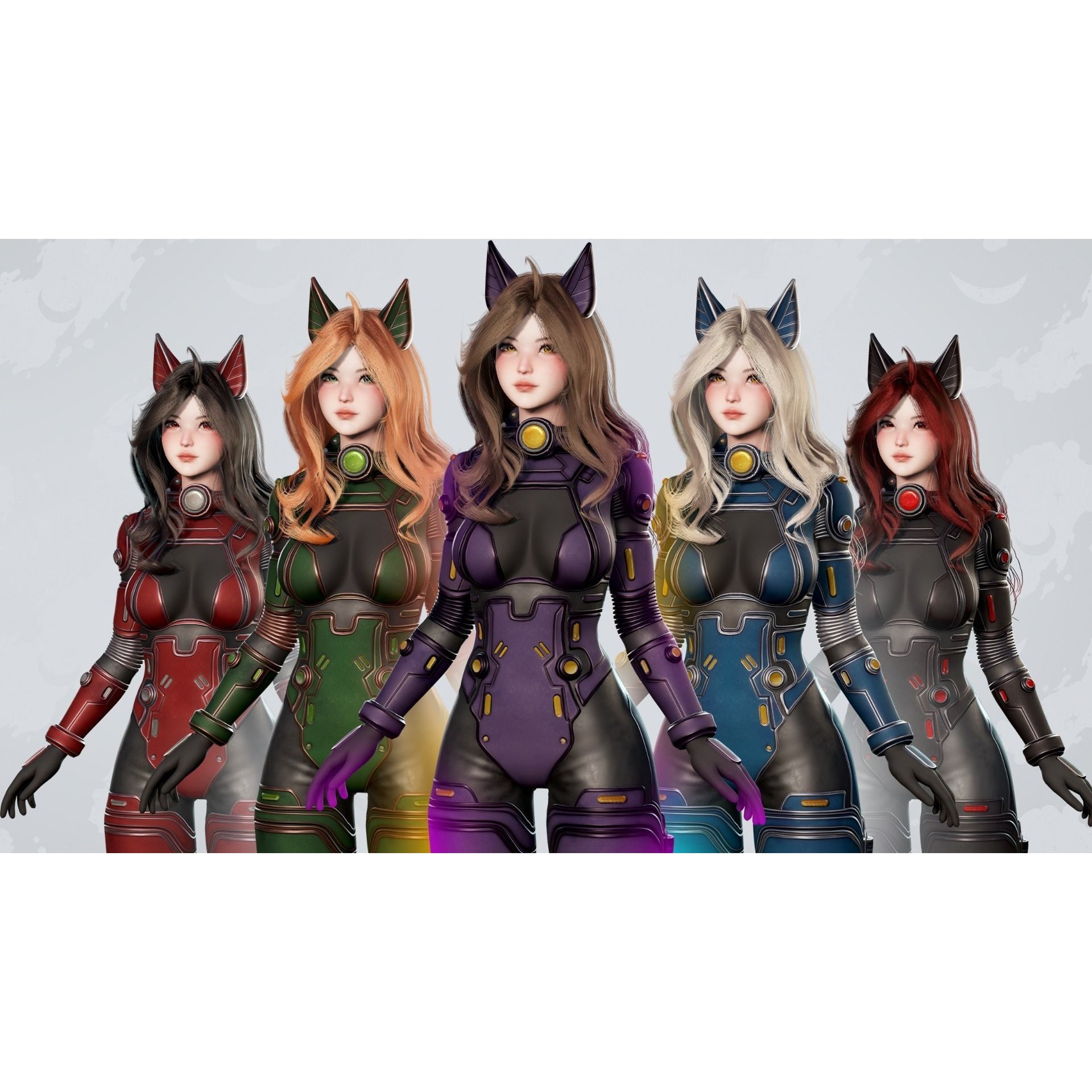 Stellar Girl Miyoko - Low-Poly Game-Ready 3D Model - View 7